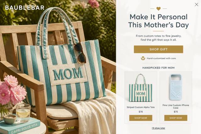 Personalized Luxury Takeover — popup concept inspired by baublebar.com