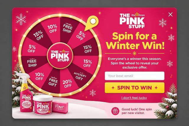 Festive Spin — popup concept inspired by thepinkstuff.com