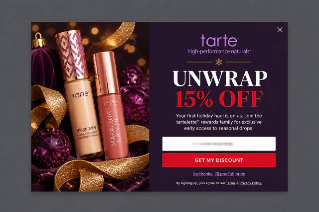 Festive Glam — popup concept inspired by tartecosmetics.com