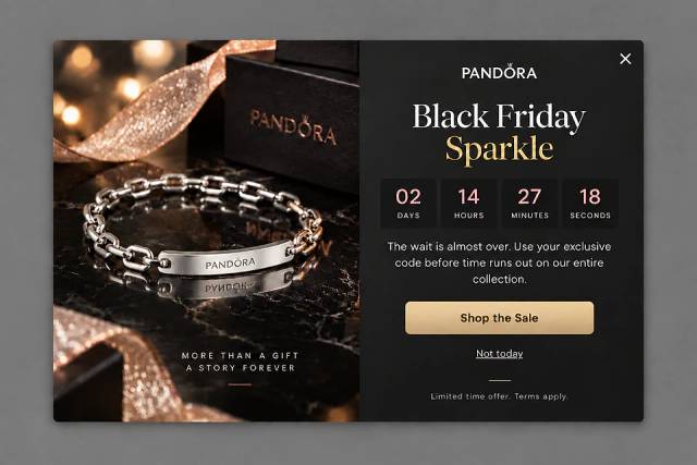 Champagne Midnight Gala — popup concept inspired by us.pandora.net