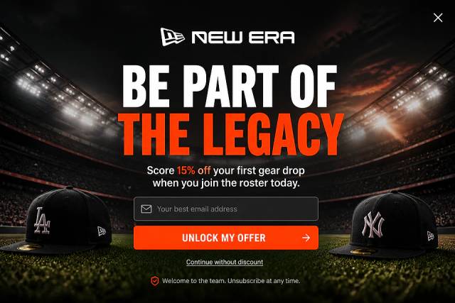 The Stadium Fullscreen — popup concept inspired by neweracap.eu