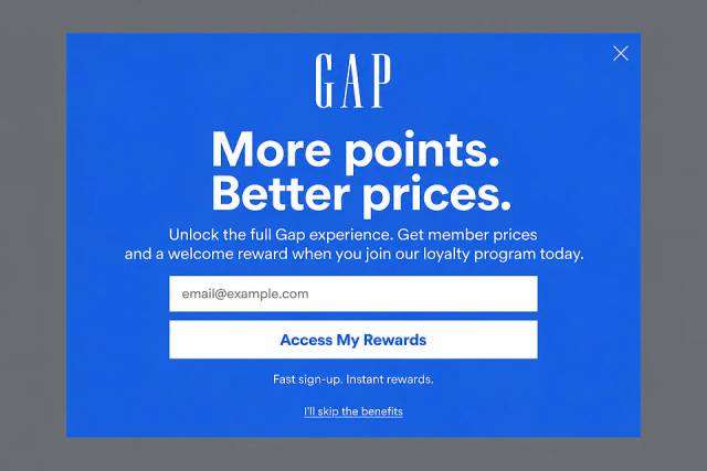 The Modern Minimalist — popup concept inspired by gap.com