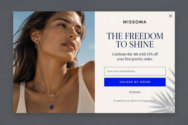 The Editorial Patriot — popup concept inspired by missoma.com
