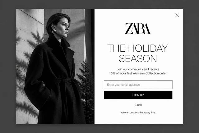 Editorial Minimalist — popup concept inspired by zara.com