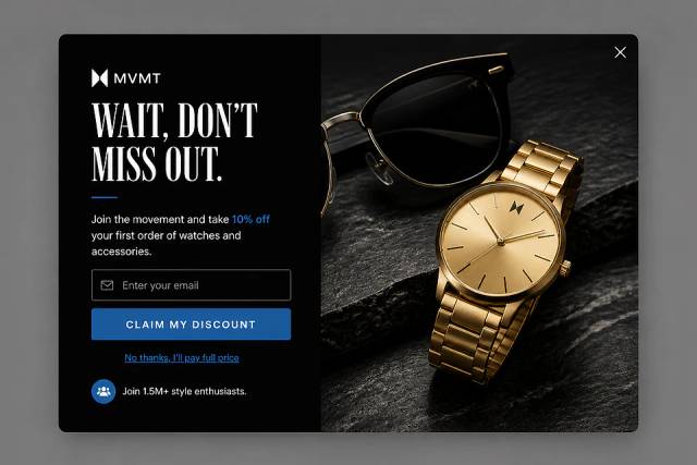 The Modern Minimalist — popup concept inspired by mvmt.com