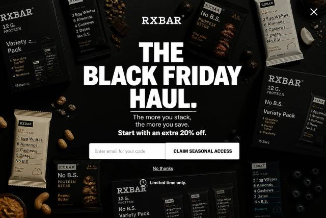 The Seasonal Stock-Up — popup concept inspired by rxbar.com