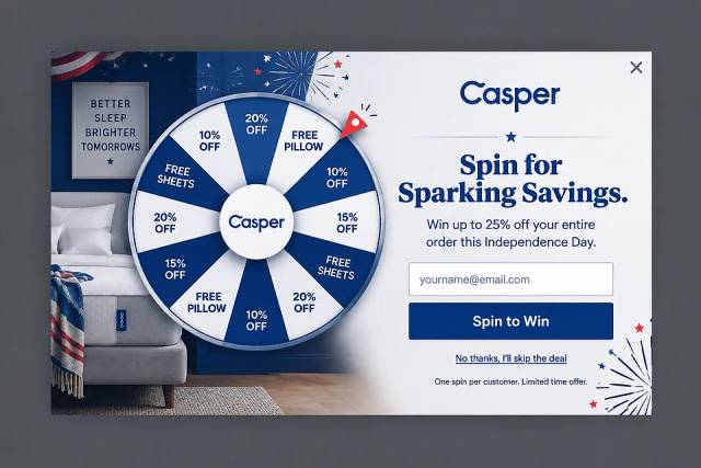 Holiday Fortune Wheel — popup concept inspired by casper.com