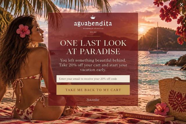 Island Escape Fullscreen — popup concept inspired by aguabendita.com