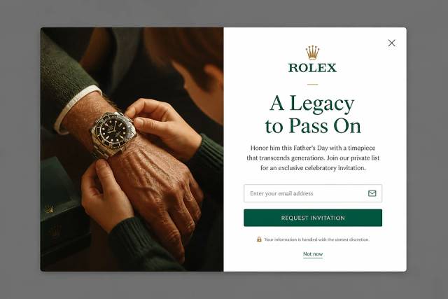 The Heritage Portrait — popup concept inspired by rolex.com