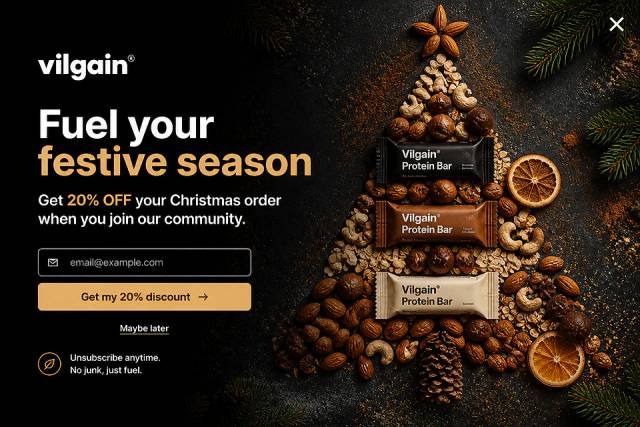 Immersive Christmas Hero — popup concept inspired by vilgain.com