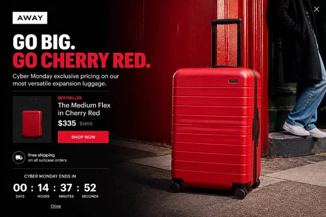 The Cherry Red Spotlight — popup concept inspired by awaytravel.com