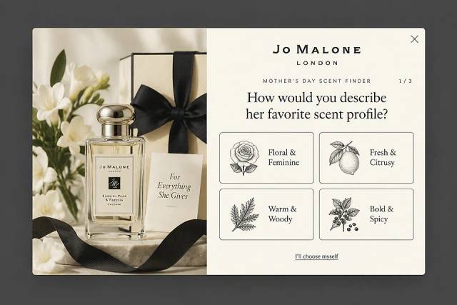 Scent Finder Quiz — popup concept inspired by jomalone.com
