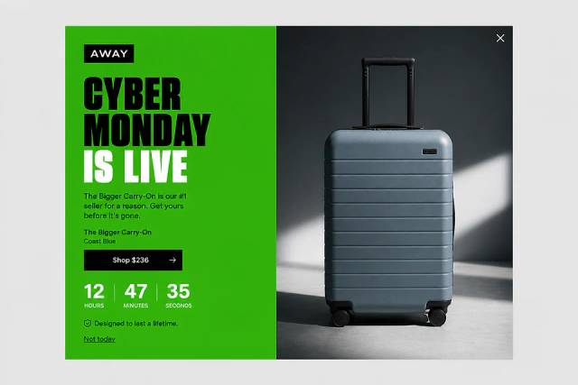 Cyber Green Alert — popup concept inspired by awaytravel.com