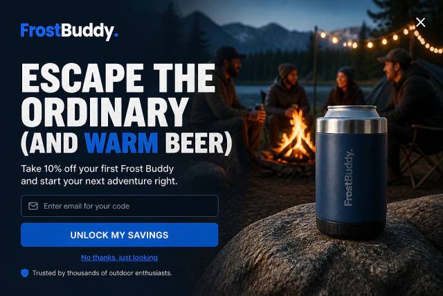 The Adventure Fullscreen — popup concept inspired by frostbuddy.com