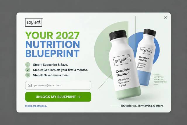 Minimalist Blueprint — popup concept inspired by soylent.com
