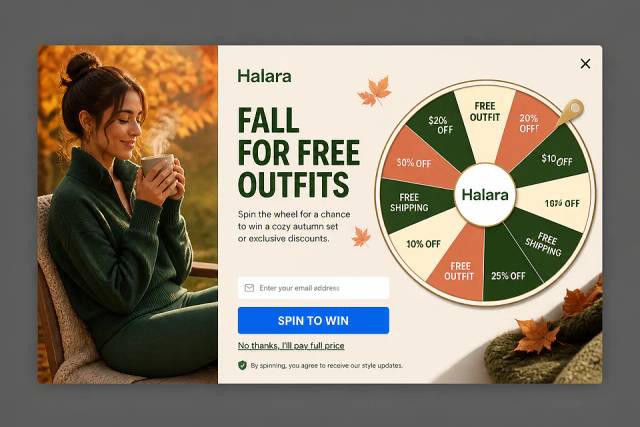 Autumn Cabin Warmth — popup concept inspired by eur.halara.com