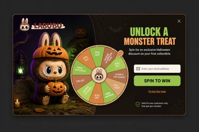 Spooky Forest Wheel — popup concept inspired by labubu-official.com