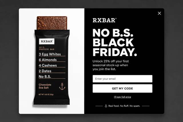 The Modern Minimalist — popup concept inspired by rxbar.com