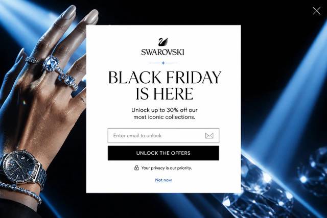 Prismatic Fullscreen Reveal — popup concept inspired by swarovski.com