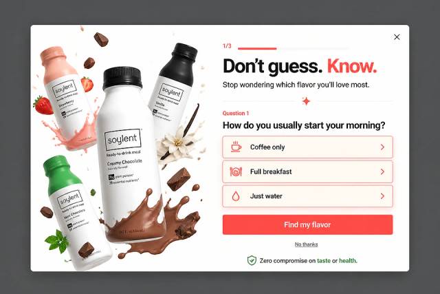 The Flavor First Alert — popup concept inspired by soylent.com