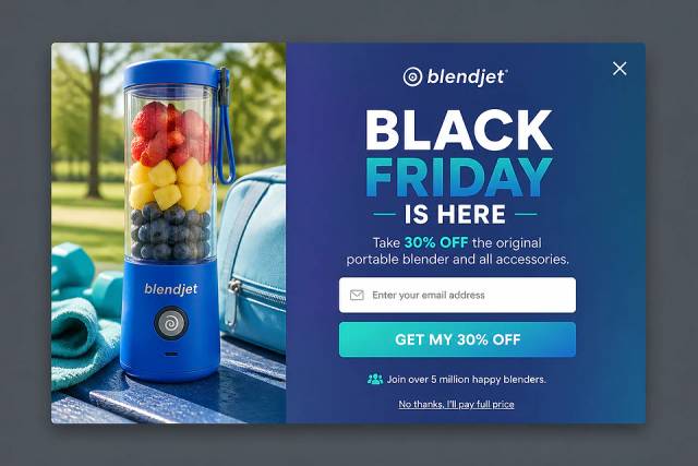 Vibrant Lifestyle Sale — popup concept inspired by blendjet.com