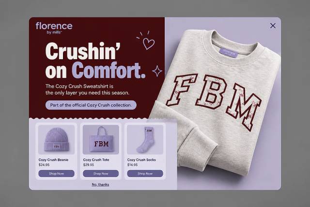 Cozy Contrast — popup concept inspired by florencebymills.com