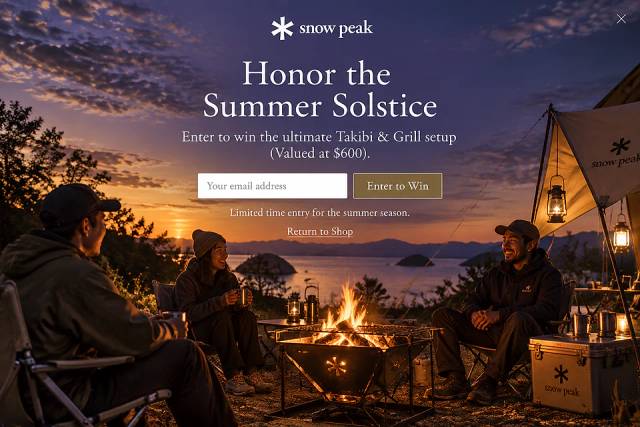 The Solstice Reveal — popup concept inspired by snowpeak.com