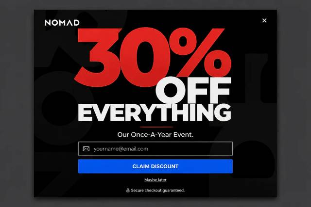 Typographic Precision — popup concept inspired by nomadgoods.com