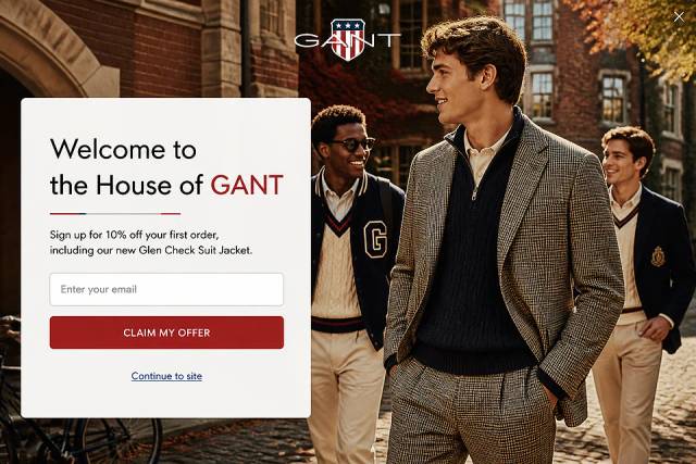 Campus Fullscreen — popup concept inspired by gant.co.uk