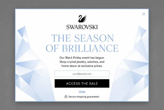 The Typographic Sparkle — popup concept inspired by swarovski.com
