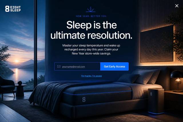 The Restorative Fullscreen — popup concept inspired by eightsleep.com