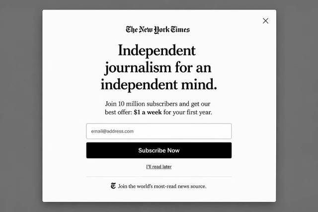 Typographic Statement — popup concept inspired by nytimes.com