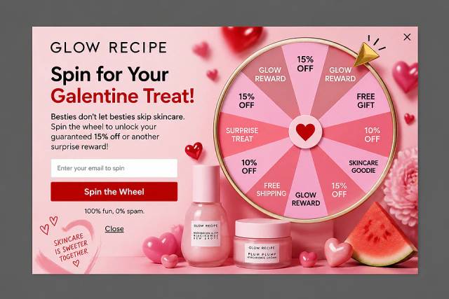 Bestie Spin to Win — popup concept inspired by glowrecipe.com