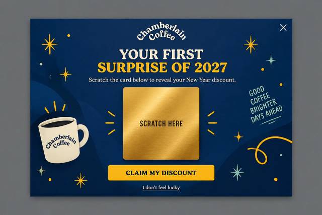 Lucky 2027 Scratch — popup concept inspired by chamberlaincoffee.eu