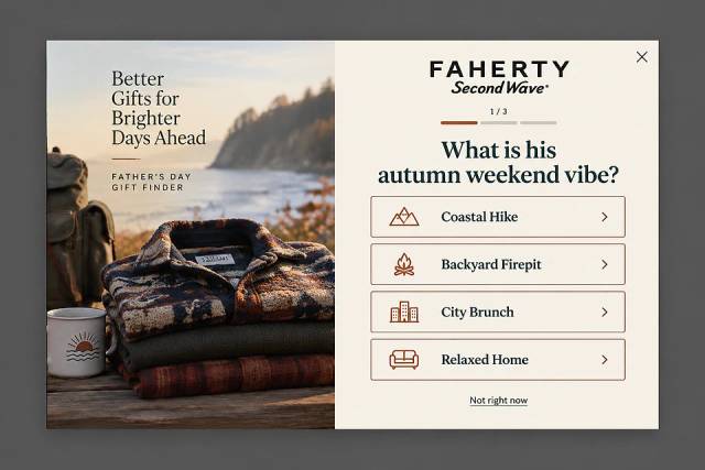 Seasonal Style Quiz — popup concept inspired by fahertybrand.com