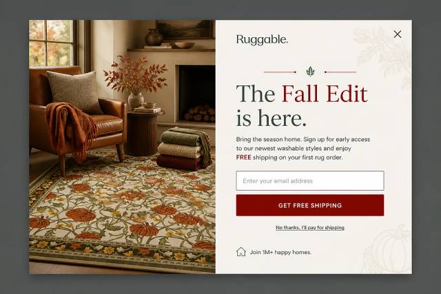 The Editorial Reveal — popup concept inspired by ruggable.com