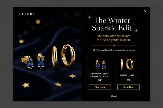Midnight Sparkle — popup concept inspired by mejuri.com
