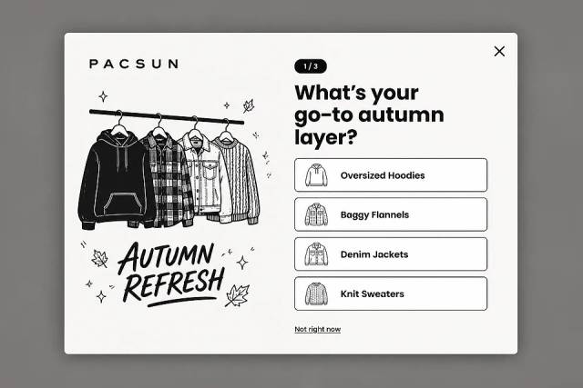 Fall Style Quiz — popup concept inspired by pacsun.com