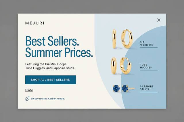 Typographic Clarity — popup concept inspired by mejuri.com