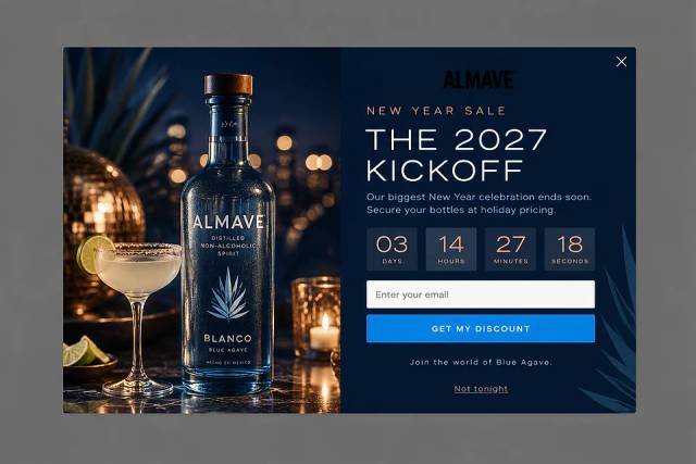 Midnight Countdown — popup concept inspired by almave.com