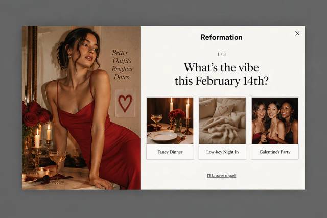 The Love Match Quiz — popup concept inspired by thereformation.com