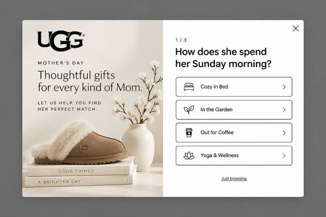 The Gift Selector Quiz — popup concept inspired by ugg.com