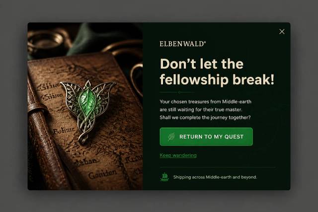 The Fellowship's Call — popup concept inspired by elbenwald.com