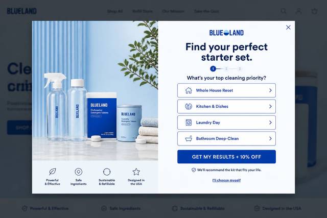The Discover Your Kit Quiz — popup concept inspired by blueland.com