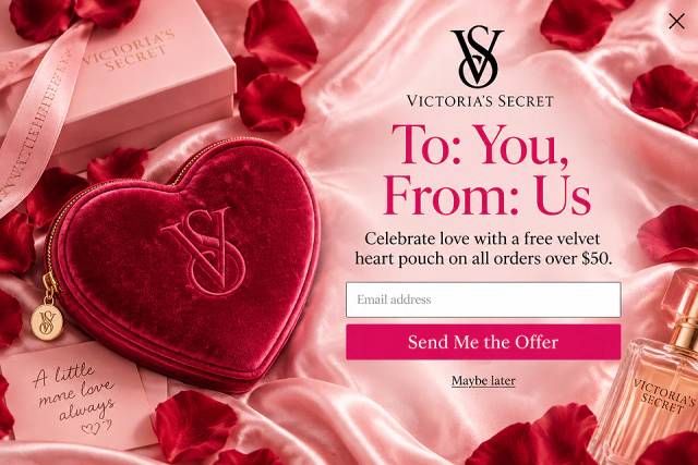 Valentine's Fullscreen — popup concept inspired by victoriassecret.com