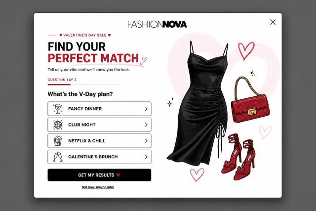 The Perfect Match Quiz — popup concept inspired by fashionnova.com