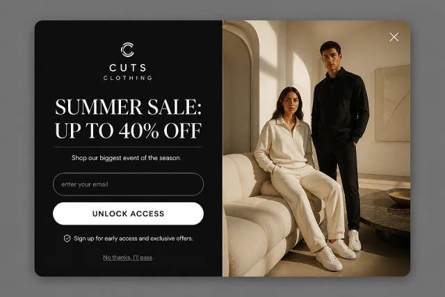 Optimized Split — popup concept inspired by cutsclothing.com