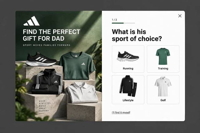The Performance Quiz — popup concept inspired by adidas.com
