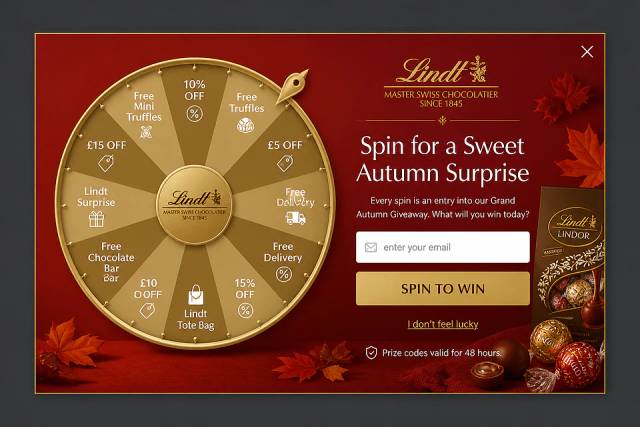 Golden Spin Reveal — popup concept inspired by lindt.co.uk