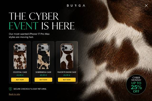 Cyber Immersive Takeover — popup concept inspired by eu.burga.com